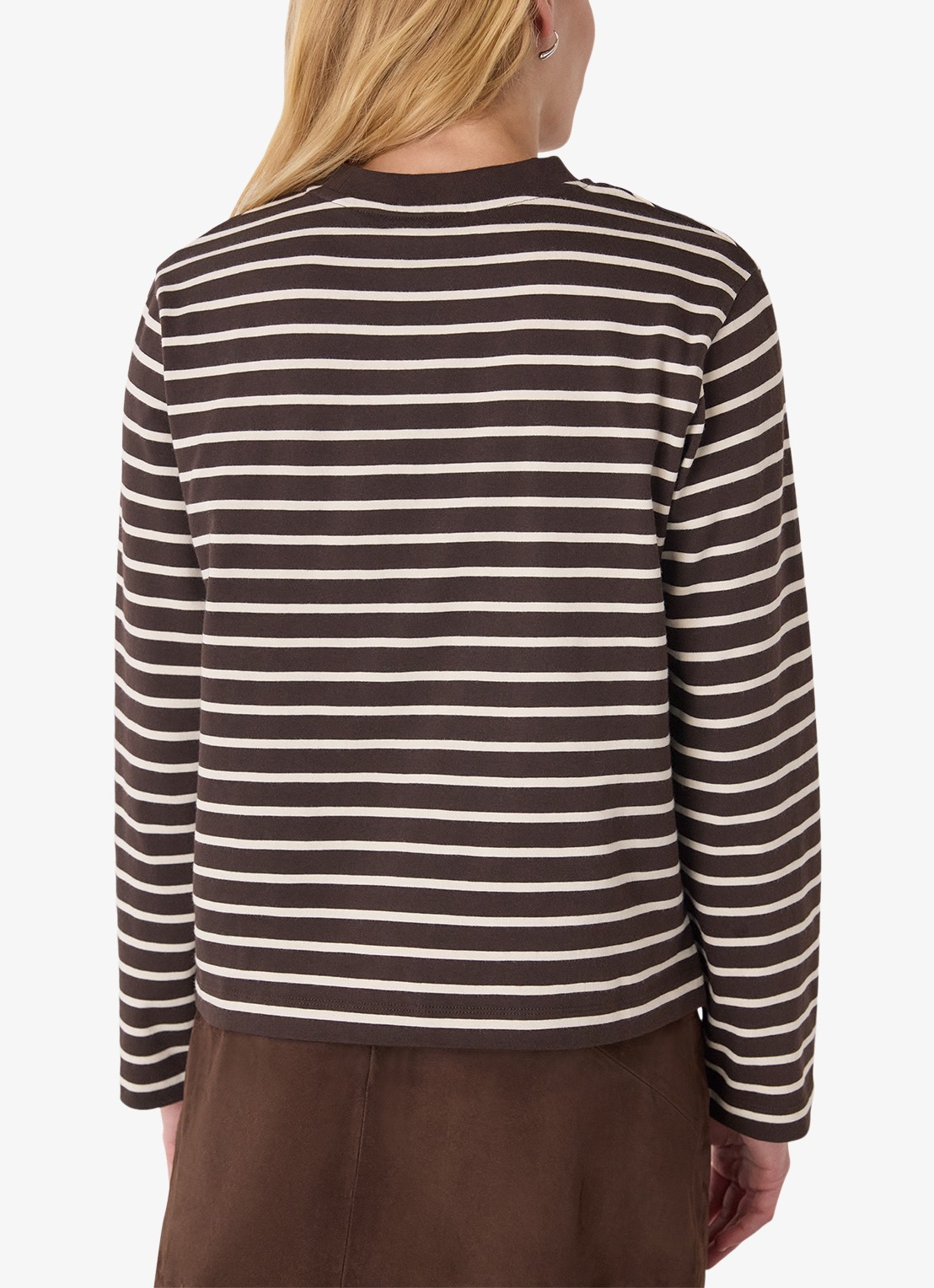 Whistles Longsleeve met streepprint - achterkant 2 bruin