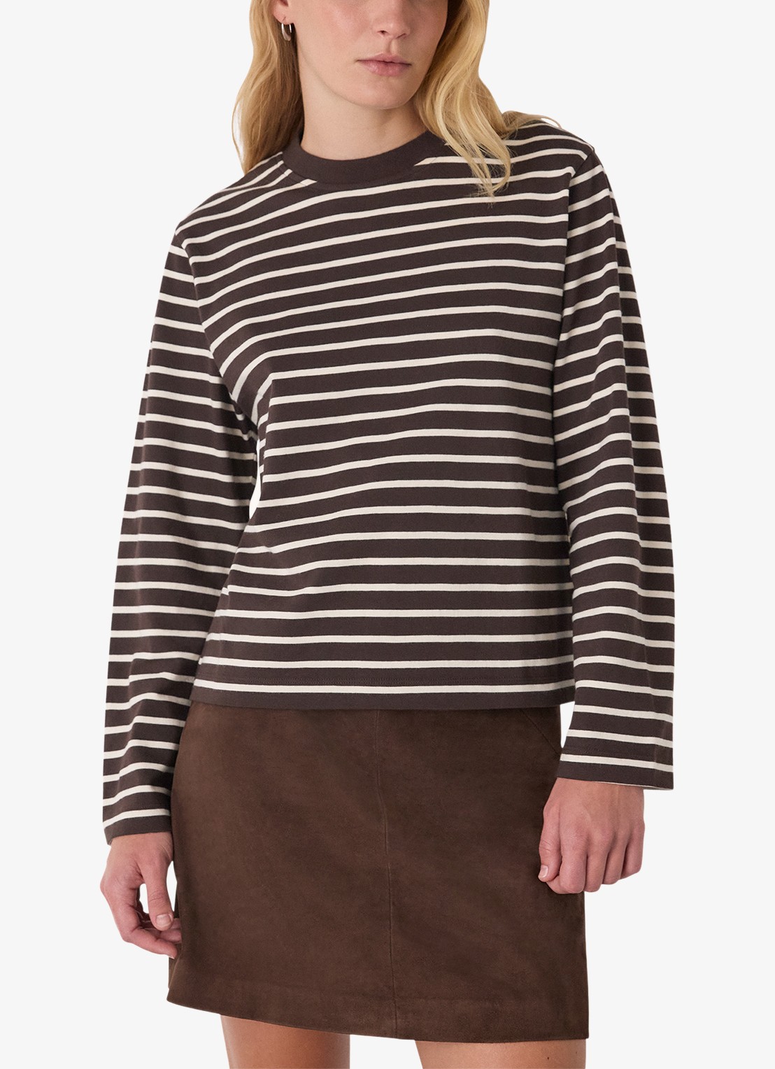 Whistles Longsleeve met streepprint - detail 3 bruin