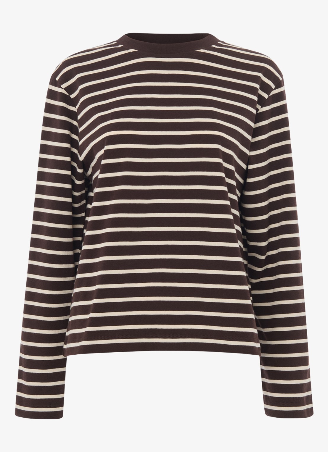 Whistles Longsleeve met streepprint - voorkant bruin