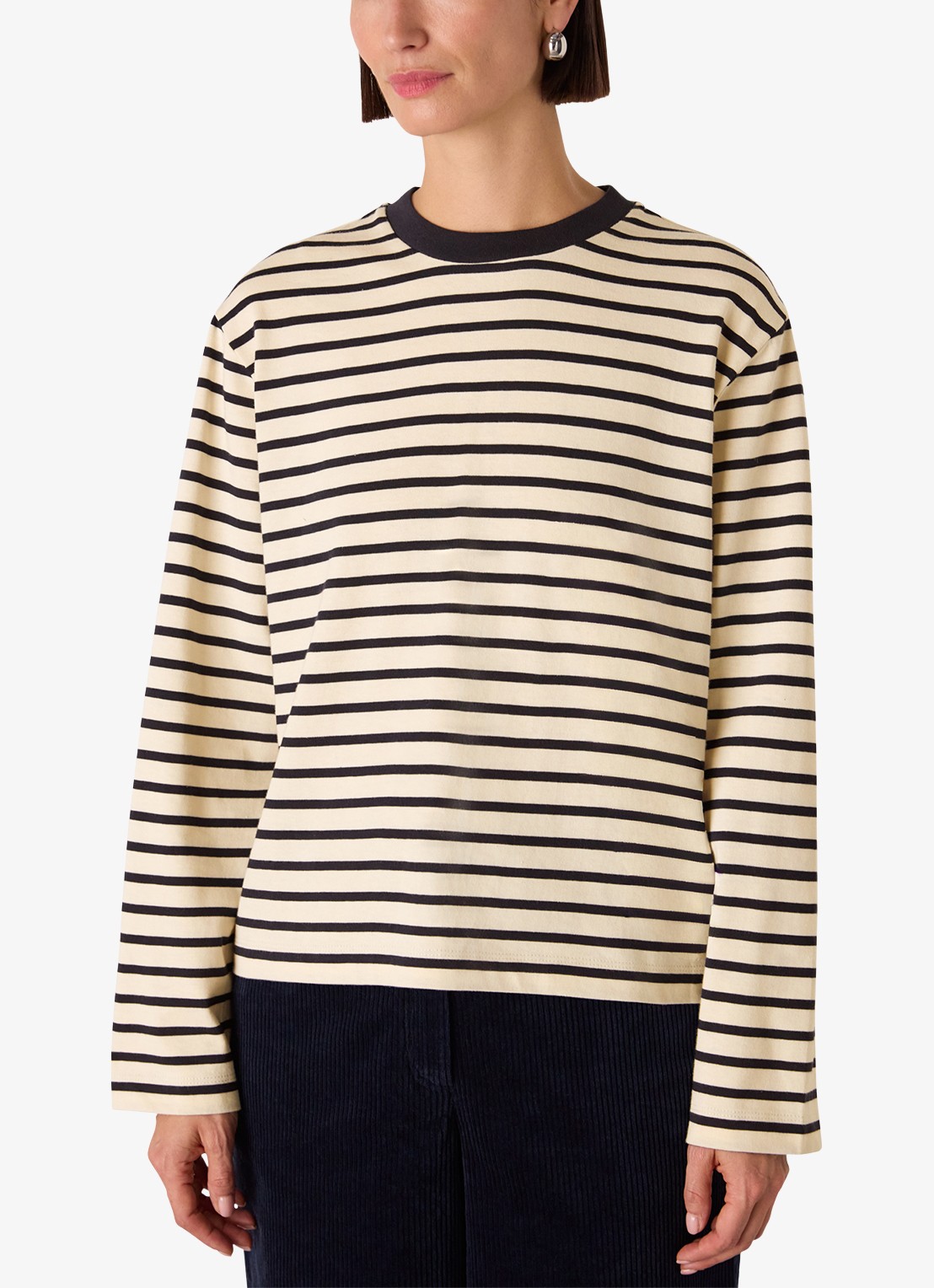 Whistles Longsleeve met streepprint - detail 3 creme