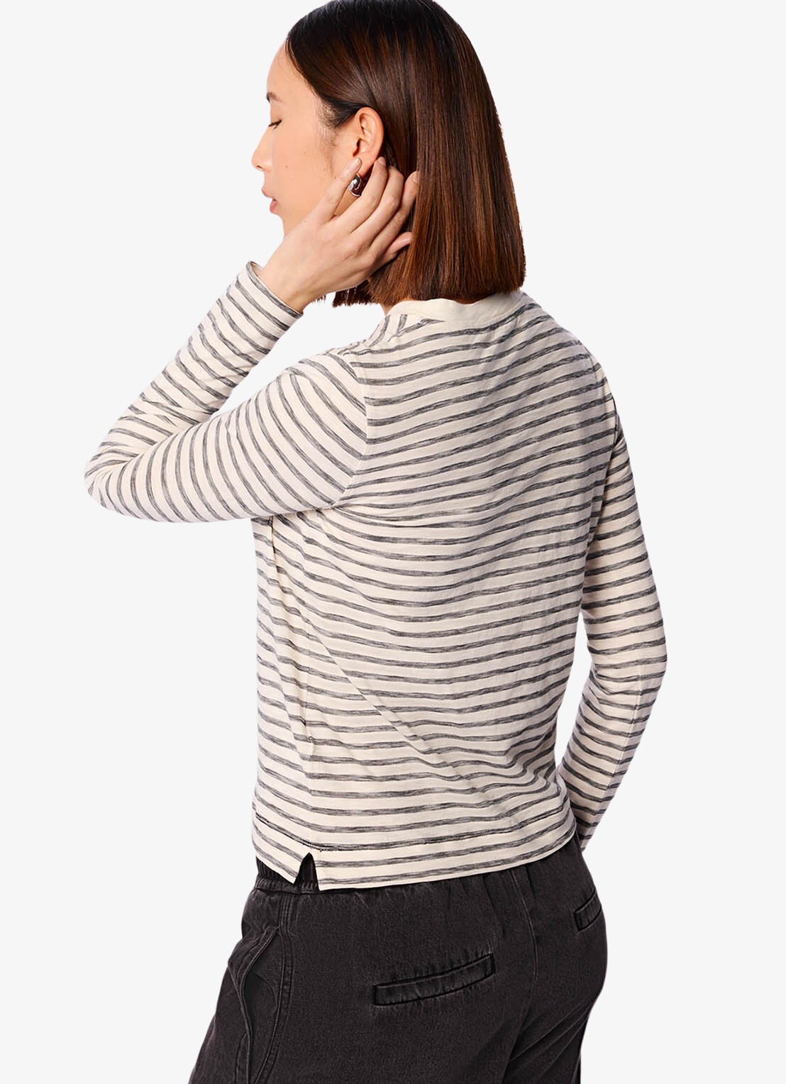 Whistles Longsleeve met streepprint - detail 5 beige