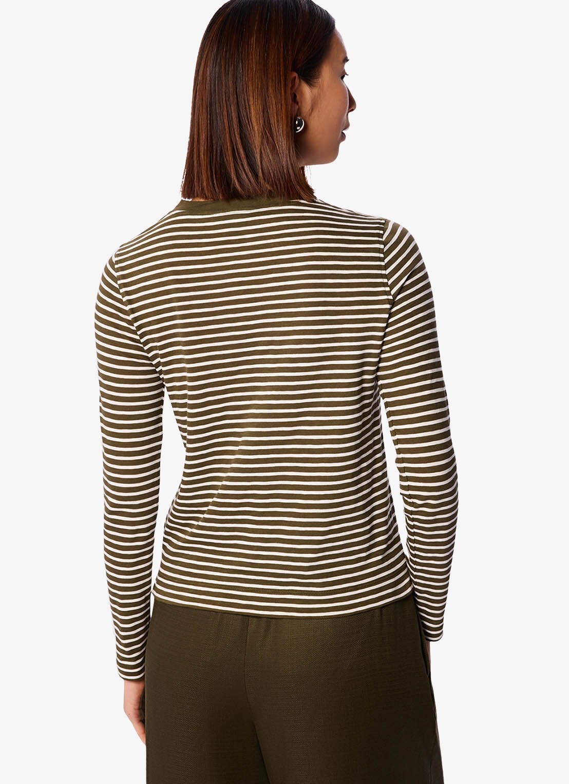 Whistles Longsleeve met streepprint - achterkant 3 khaki