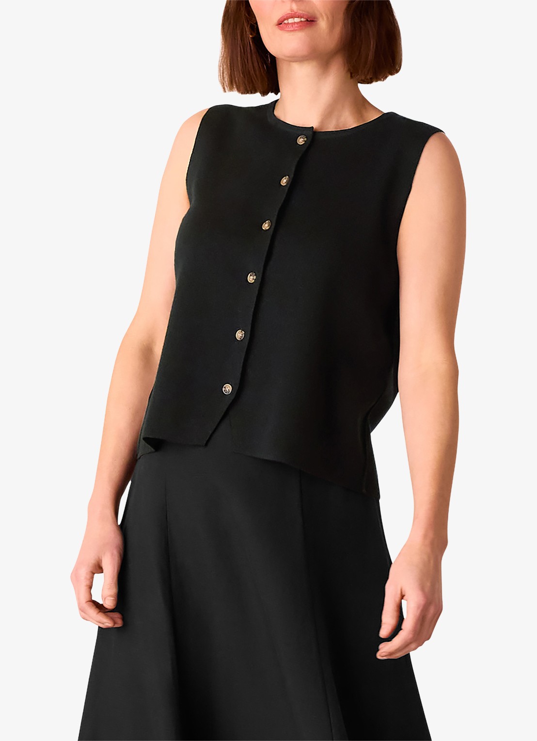 Whistles Lucy fijngebreid gilet met stretch - detail 3 zwart