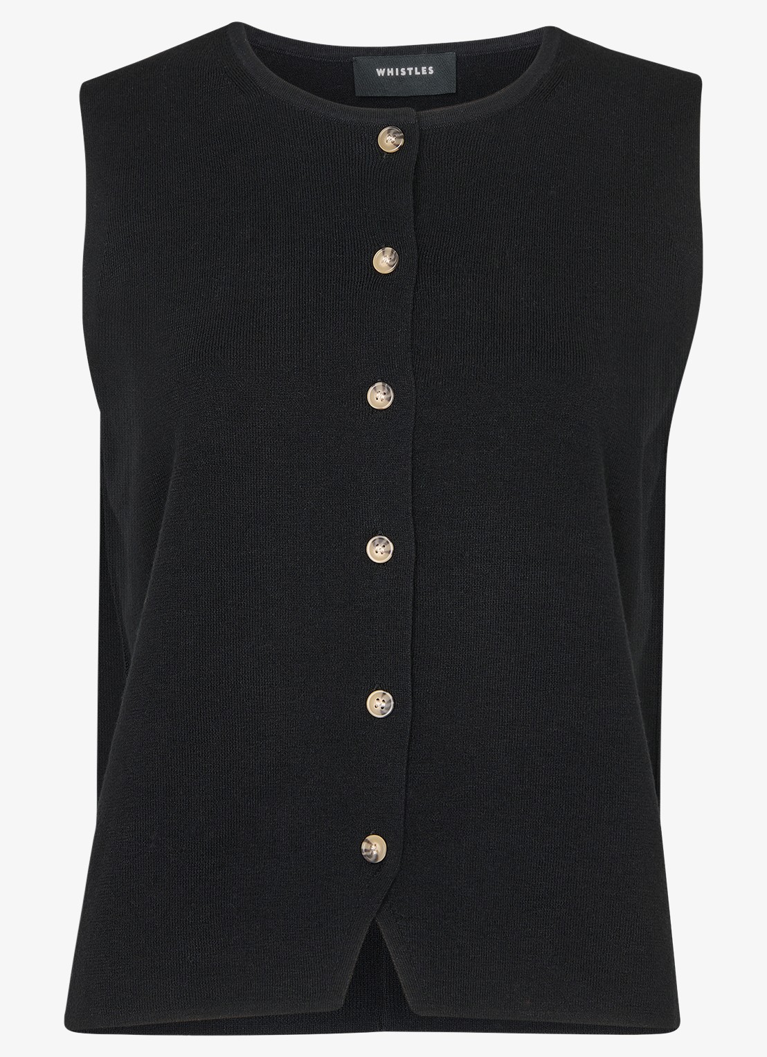 Whistles Lucy fijngebreid gilet met stretch - voorkant 2 zwart