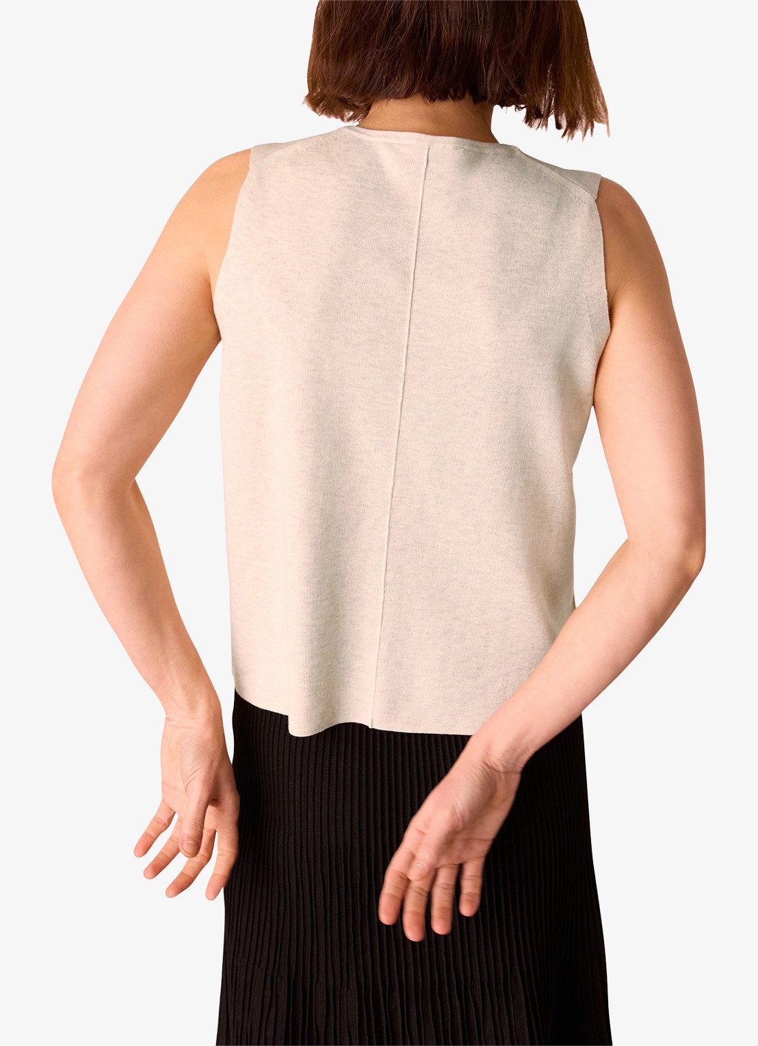 Whistles Lucy fijngebreid gilet met stretch - achterkant creme