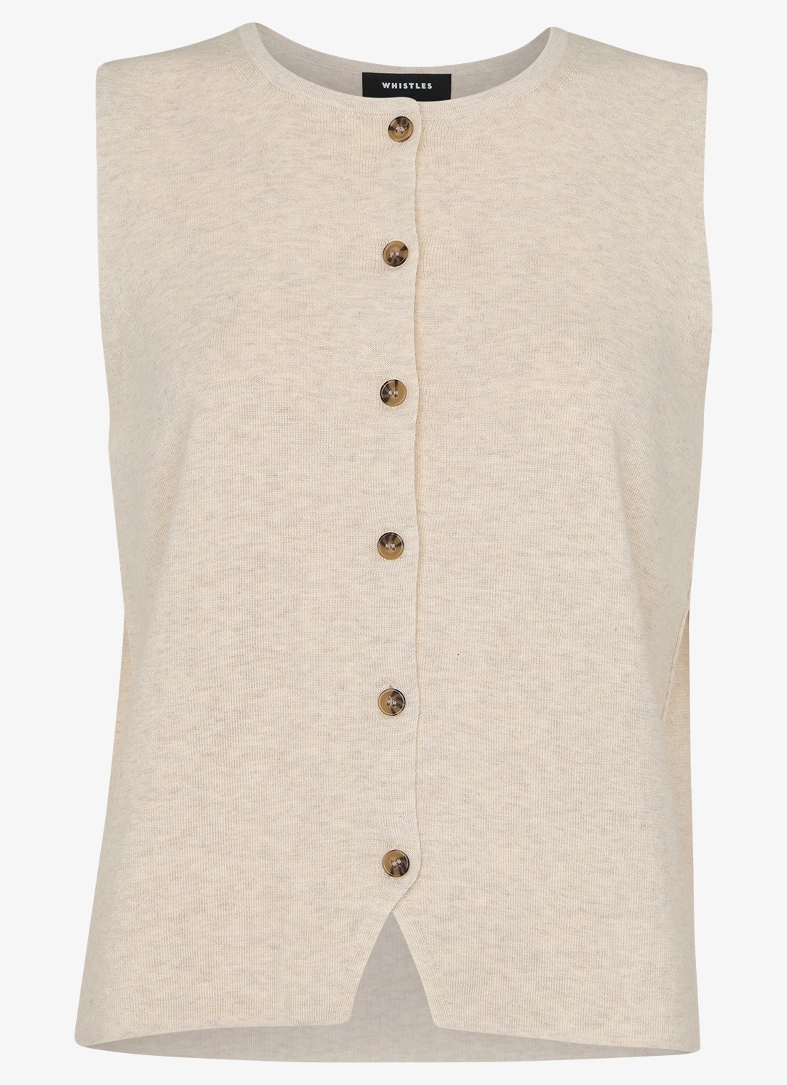 Whistles Lucy fijngebreid gilet met stretch - voorkant 2 creme