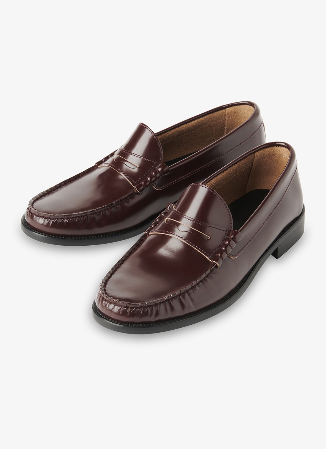Whistles Manni Slim loafer van leer  - detail bordeauxrood