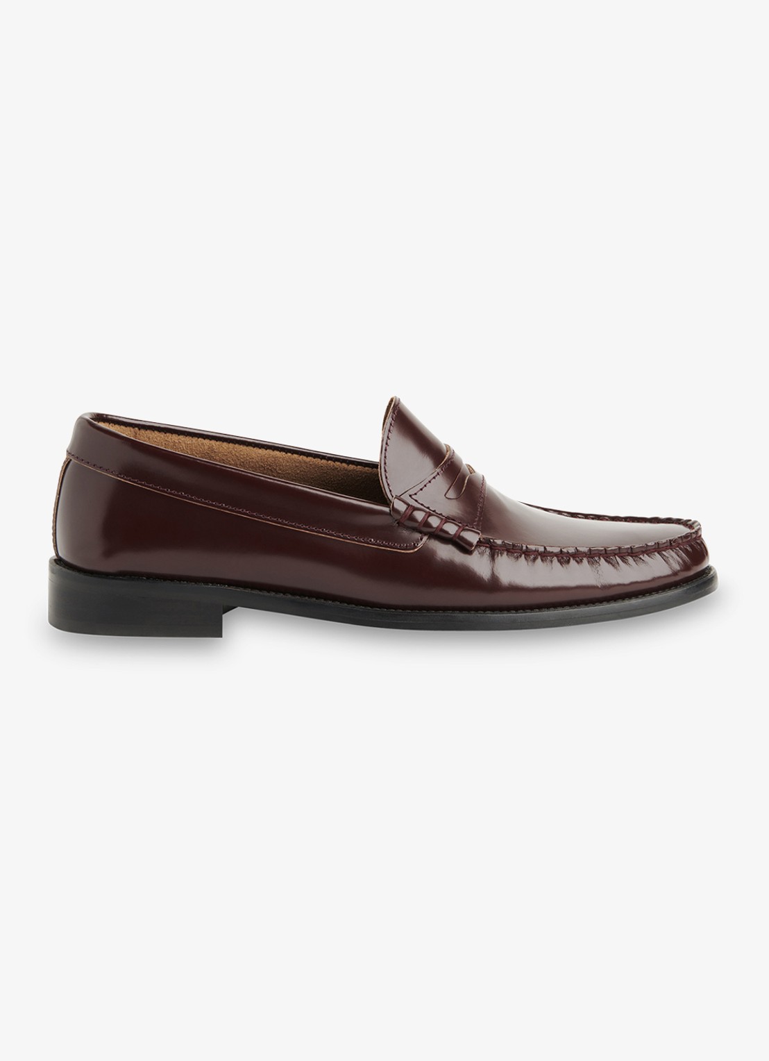Whistles Manni Slim loafer van leer  - voorkant 3 bordeauxrood