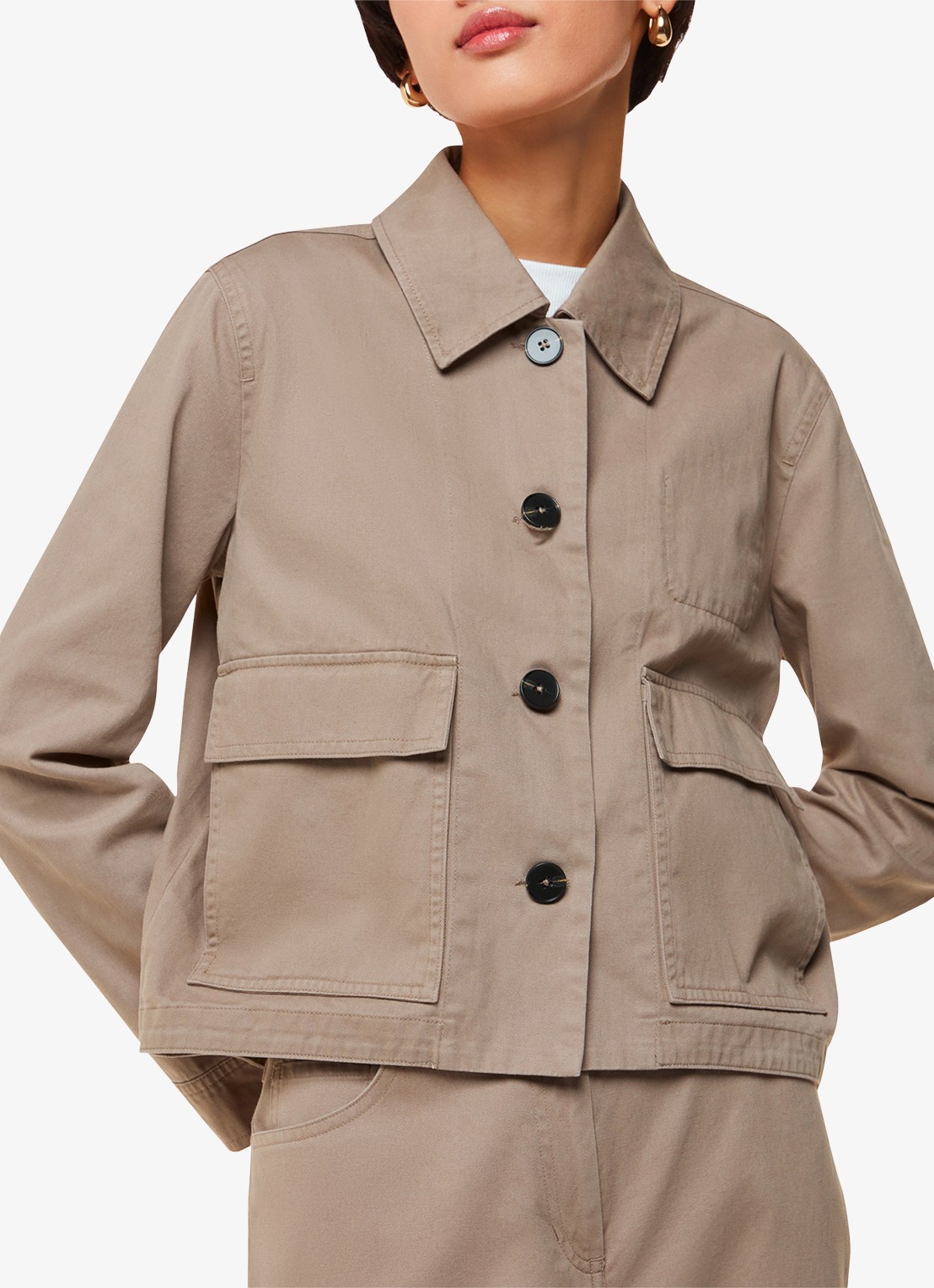 Whistles Marie jack met klepzakken - detail 4 khaki