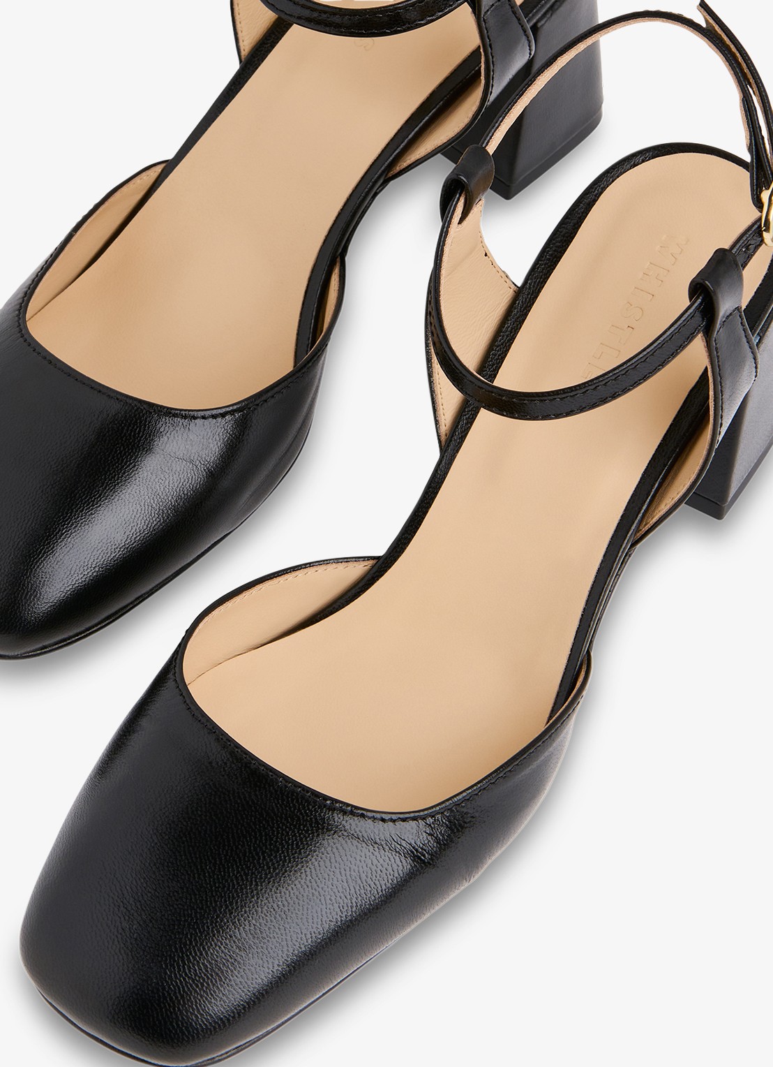 Whistles Matilda slingback van geitenleer - detail 3 zwart