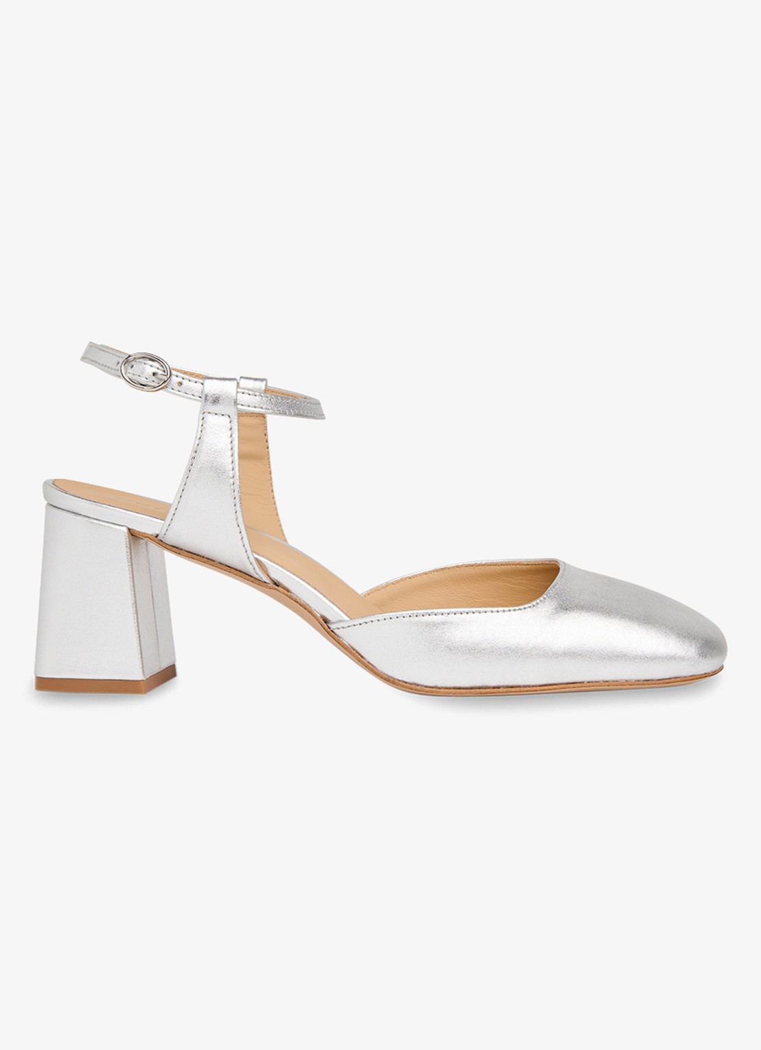 Whistles Matilda slingback van geitenleer - voorkant 3 zilver