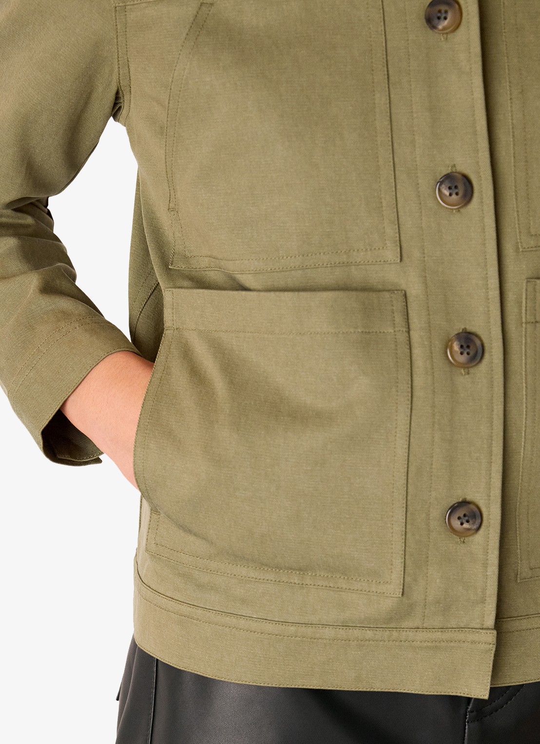 Whistles Mia jack met steekzakken - detail 2 khaki