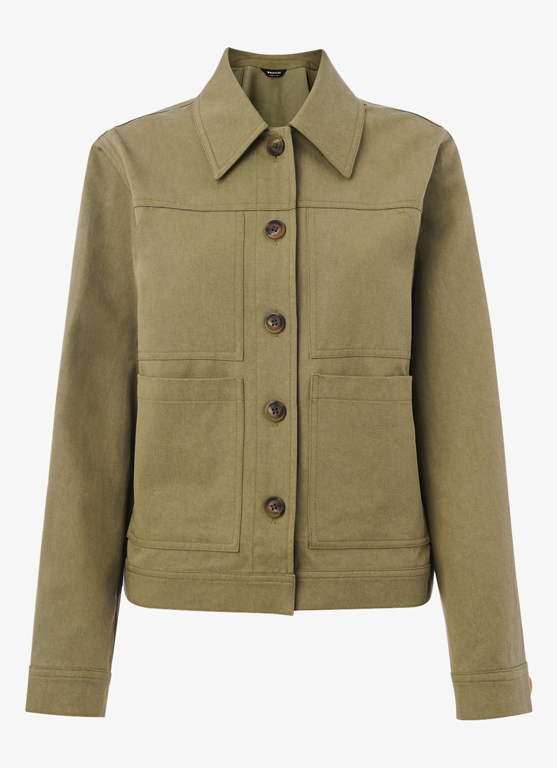 Whistles Mia jack met steekzakken - voorkant 3 khaki