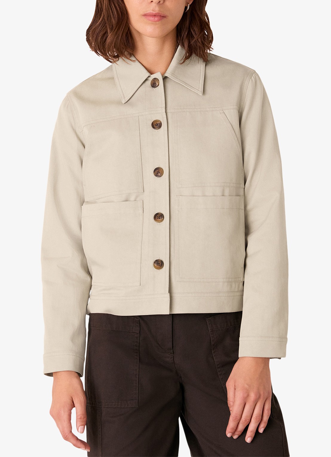 Whistles Mia jack met steekzakken - detail taupe