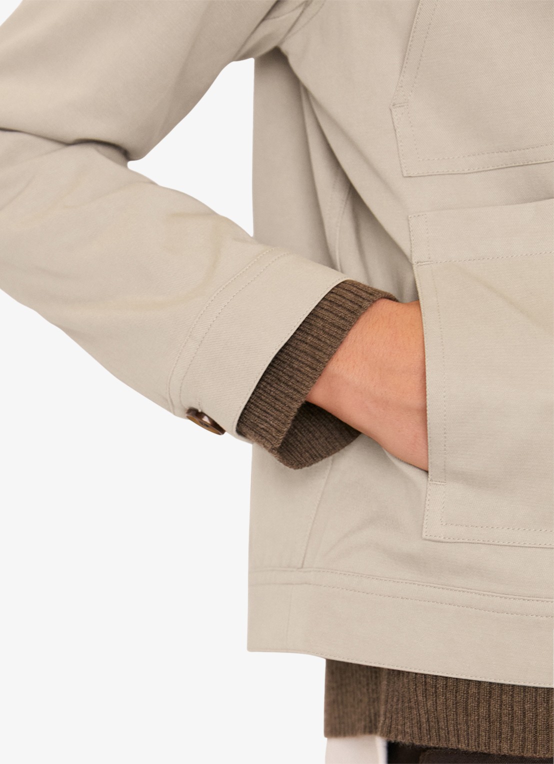 Whistles Mia jack met steekzakken - detail 2 taupe