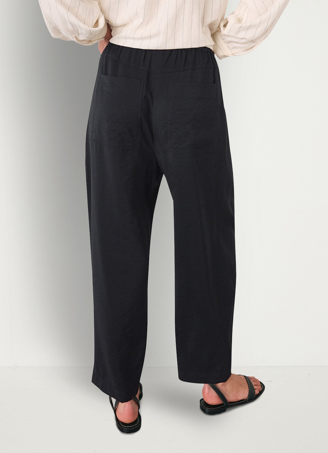 Whistles Mid waist regular fit broek met trekkoord - achterkant zwart