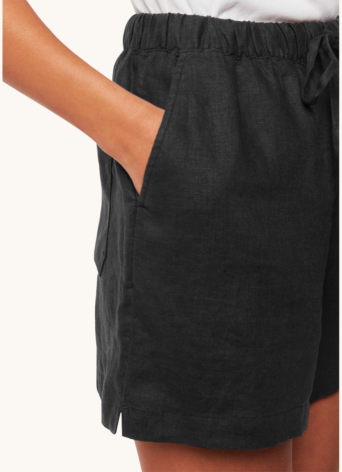 Whistles Mid waist straight fit korte broek van linnen - detail 3 zwart