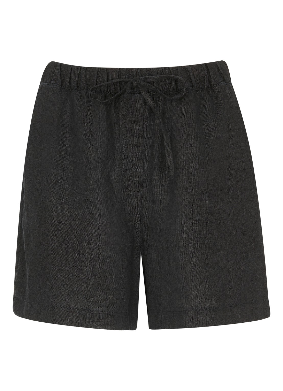 Whistles Mid waist straight fit korte broek van linnen - voorkant 4 zwart