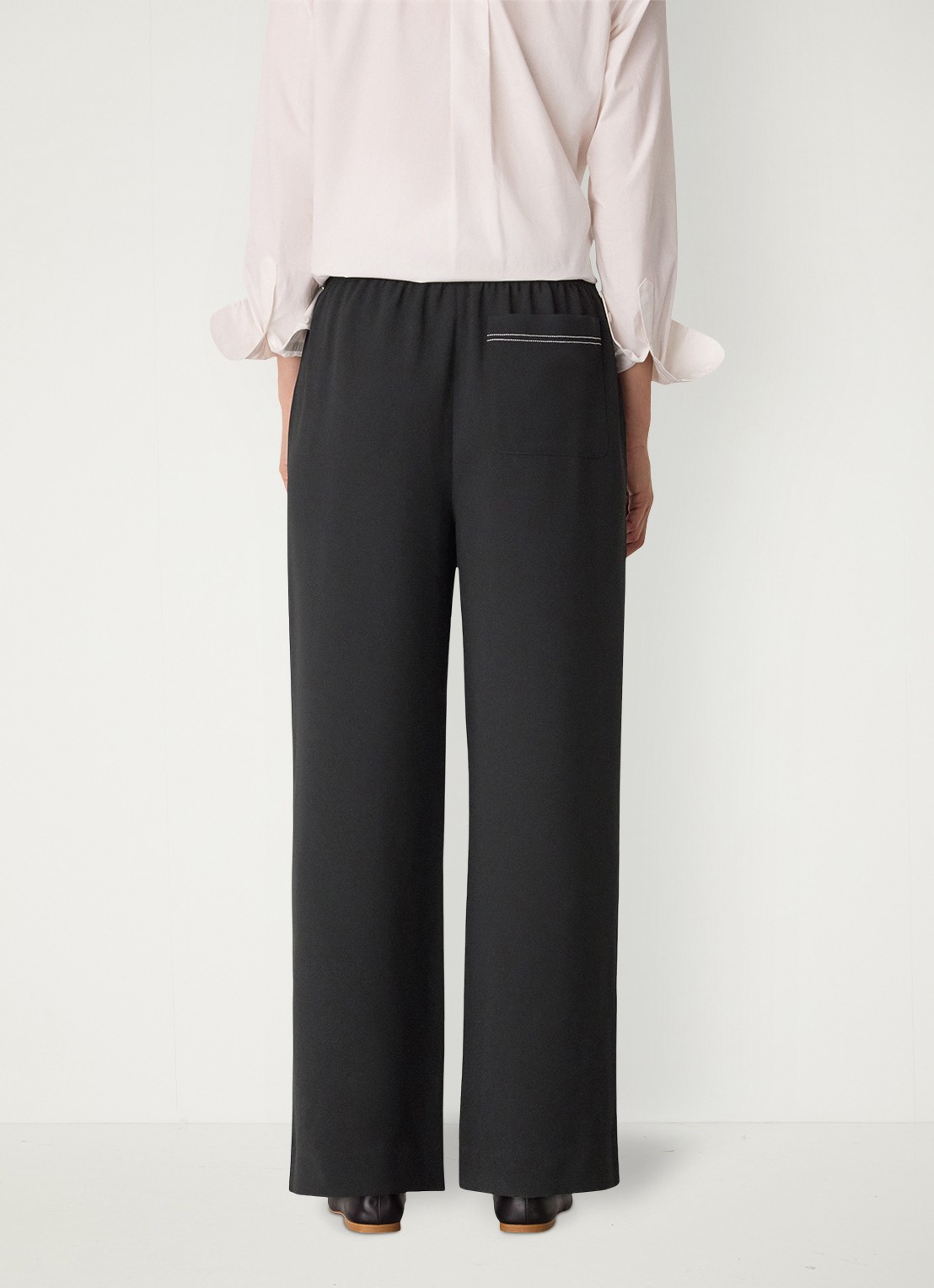 Whistles Mid waist wide fit pantalon met steekzakken - achterkant 3 zwart