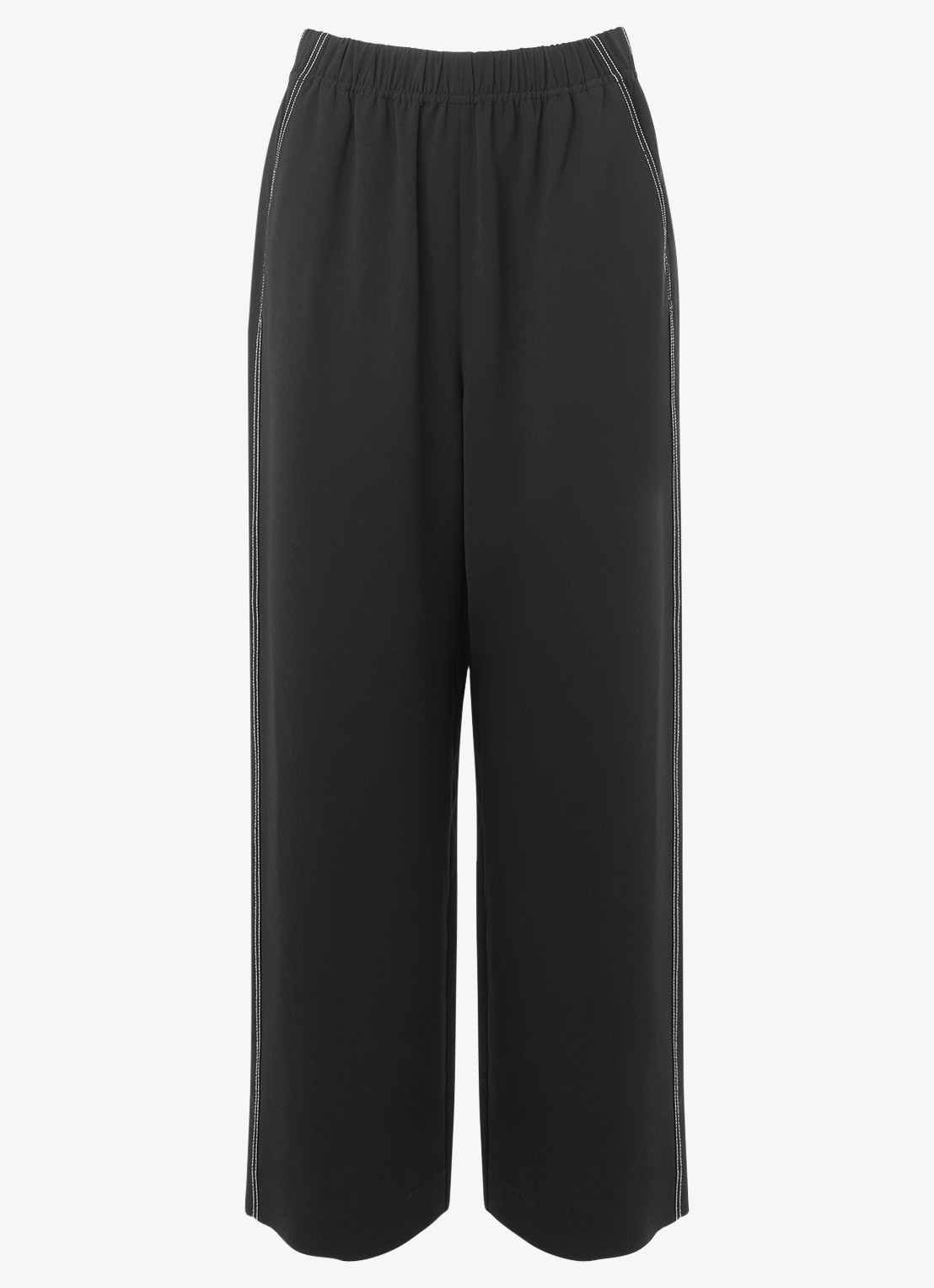 Whistles Mid waist wide fit pantalon met steekzakken - voorkant zwart