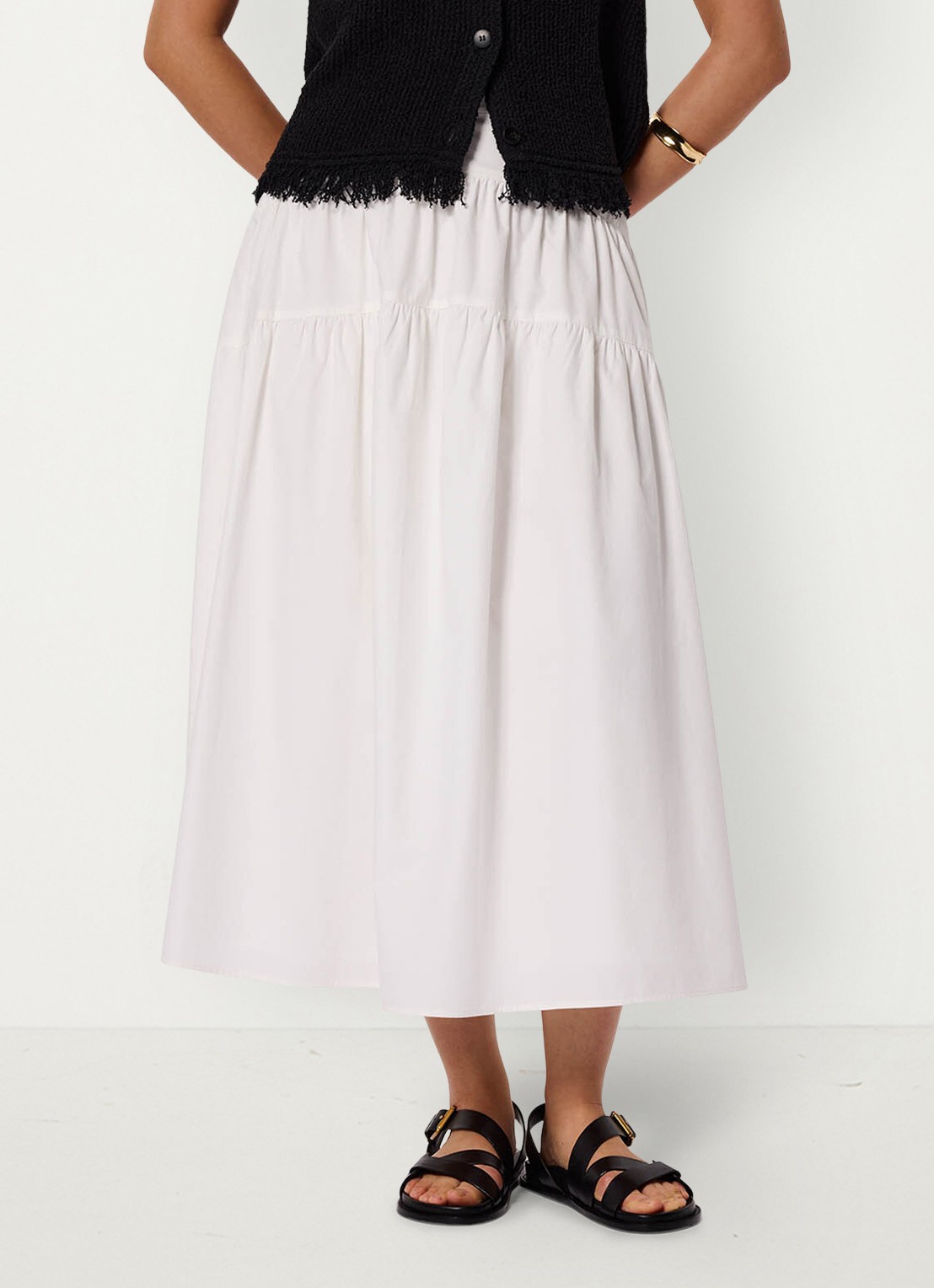 Whistles Midi A-lijn rok met plooien - detail wit
