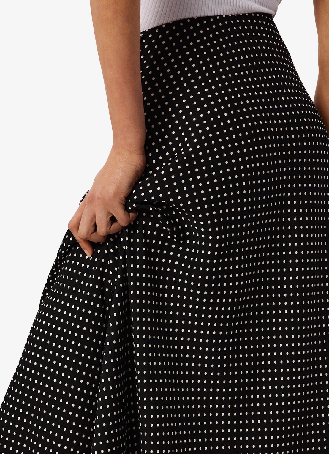 Whistles Midi A-lijn rok met stippenprint - detail 5 zwart