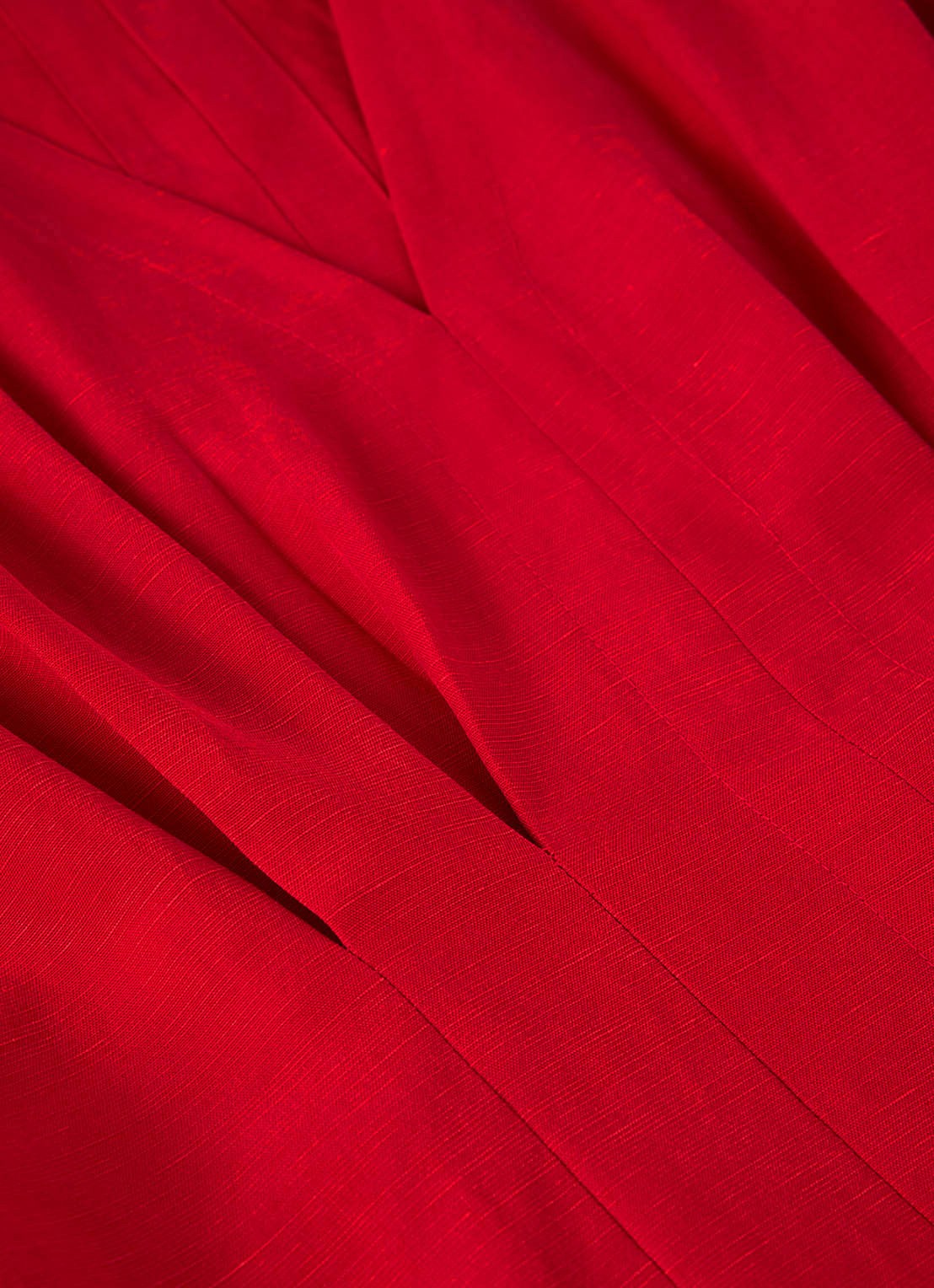 Whistles Midi jurk in linnenblend met plooien - detail 2 steenrood