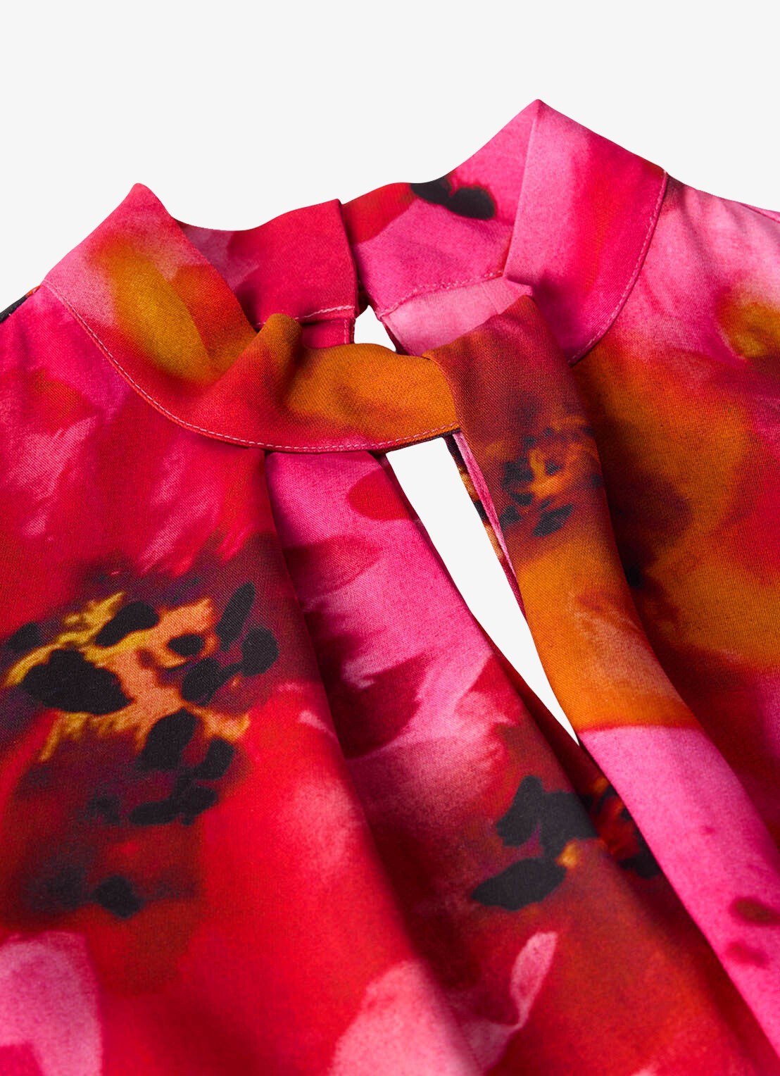 Whistles Midi jurk met bloemenprint - detail 5 donkerroze