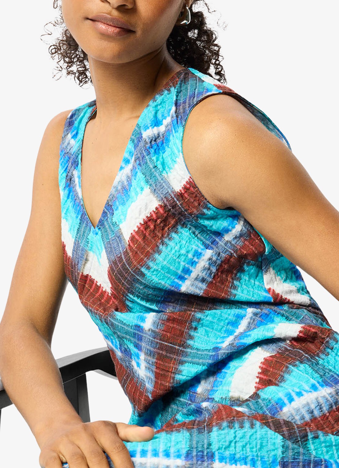 Whistles Midi jurk met grafische print - detail 4 staalblauw