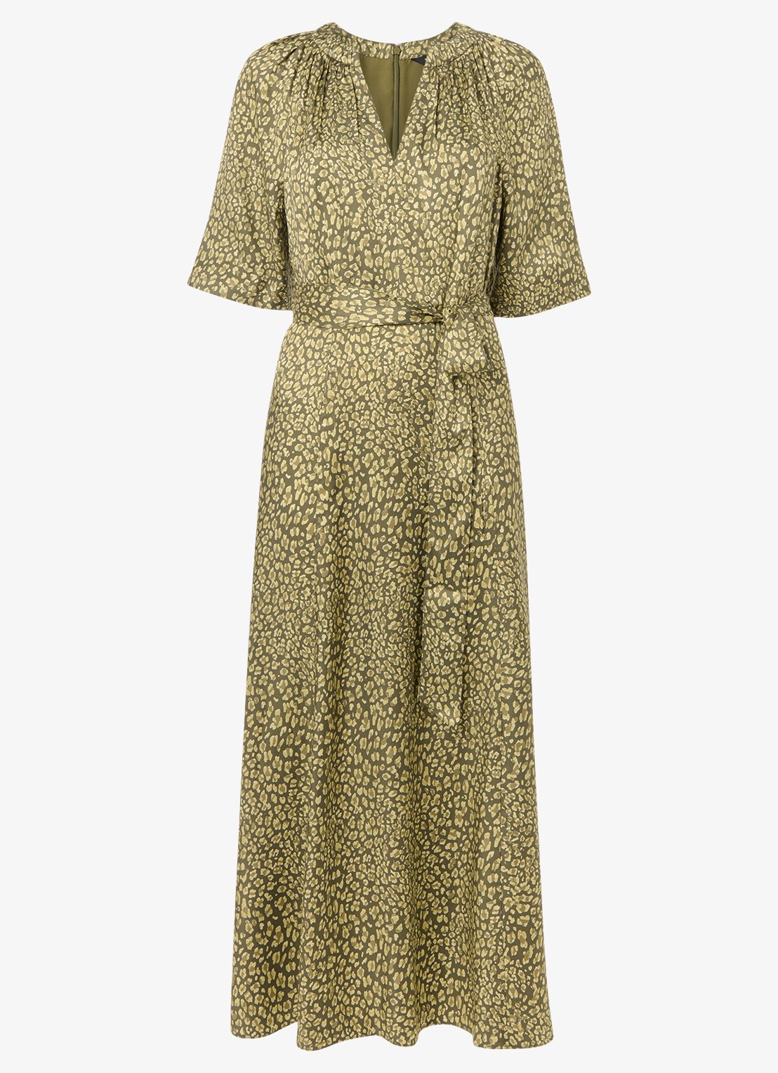 Whistles Midi jurk met luipaardprint - voorkant 3 legergroen
