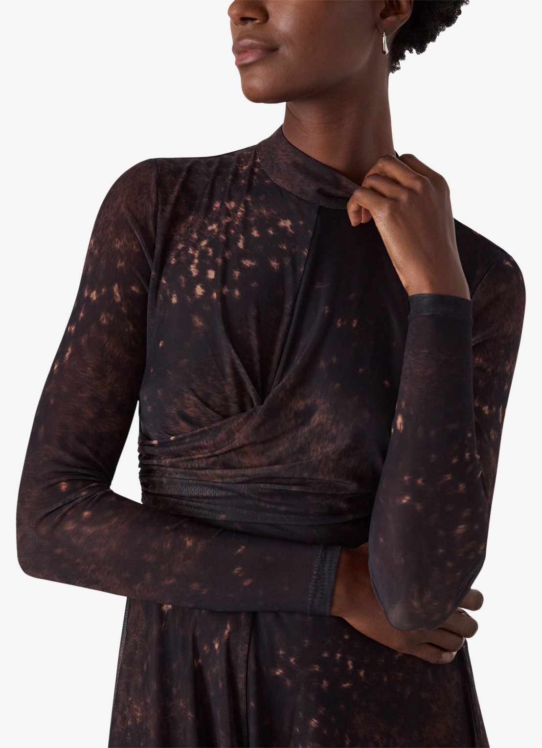 Whistles Midi jurk met opstaande kraag  - detail 3 bruin