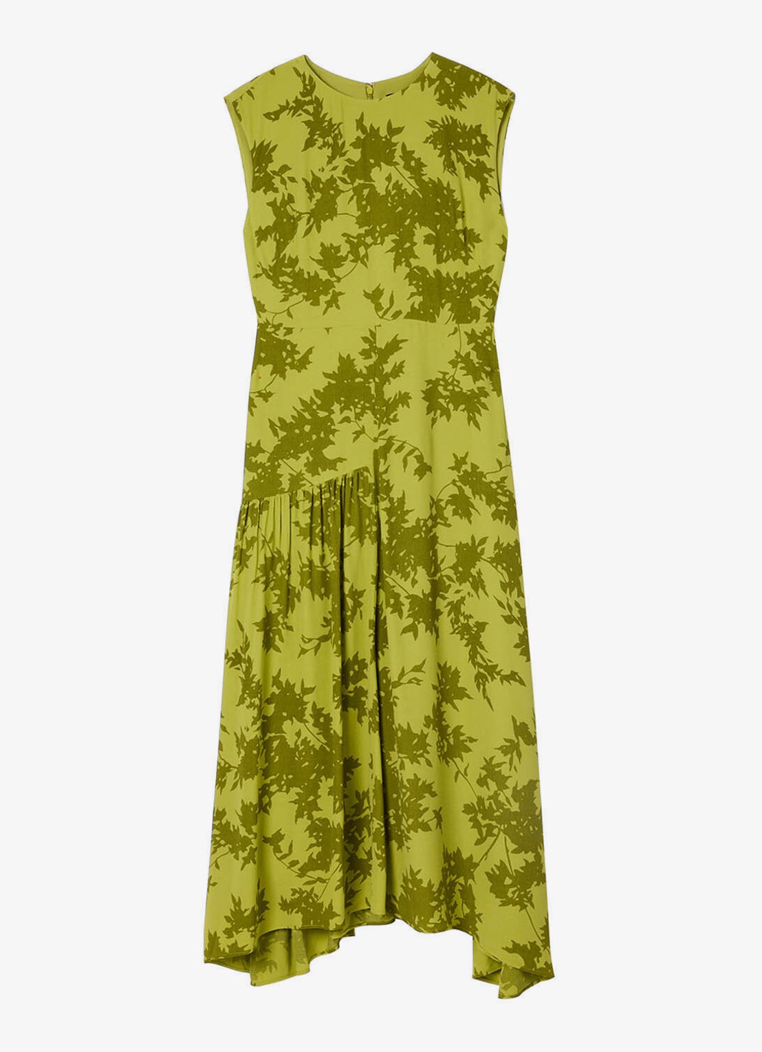 Whistles Midi jurk met print en plooien - voorkant 2 groen
