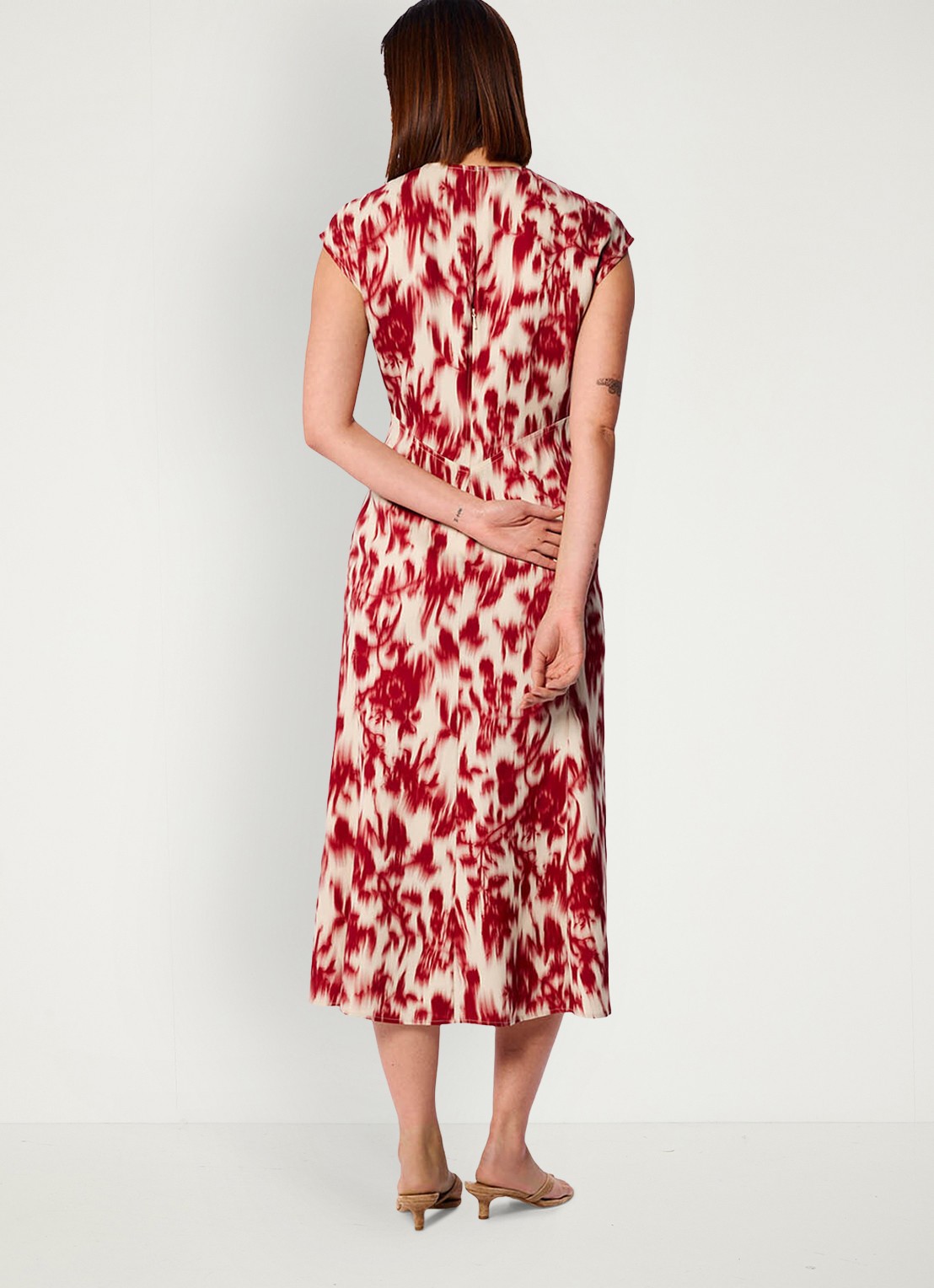 Whistles Midi jurk met  print - achterkant 3 rood