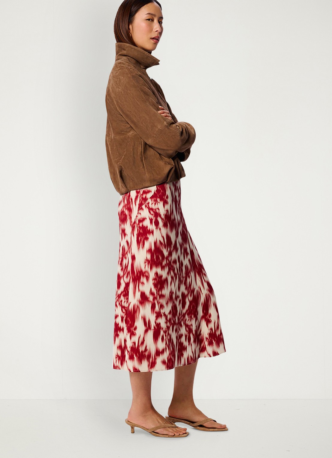 Whistles Midi jurk met  print - detail rood