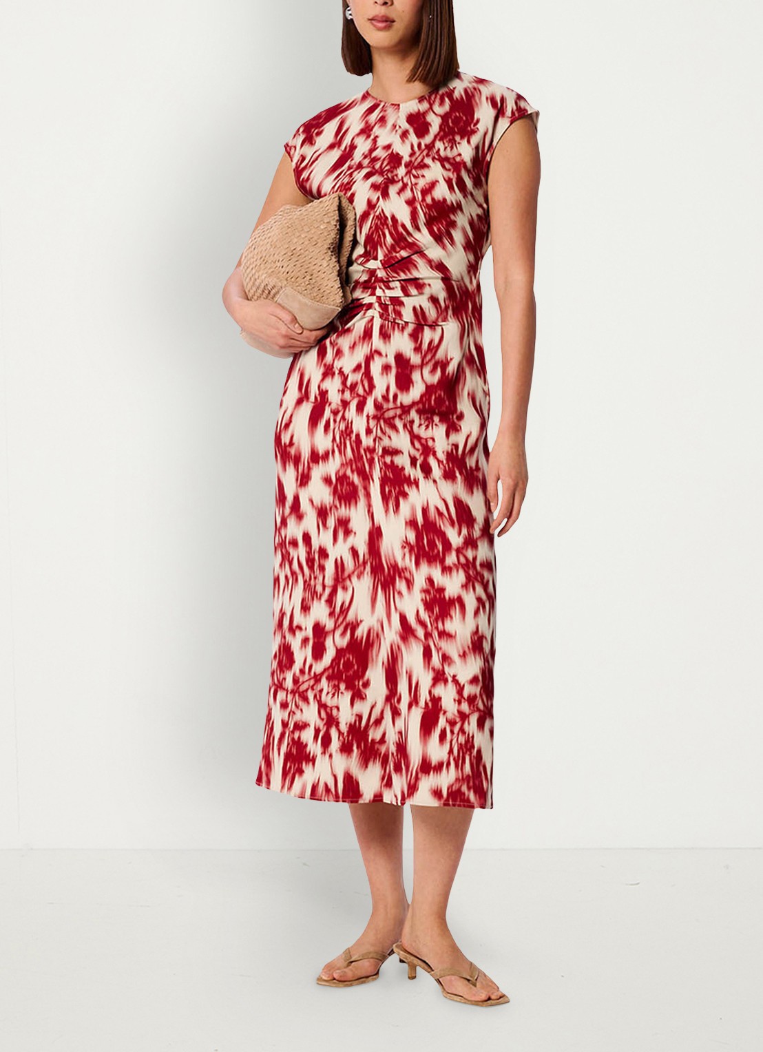 Whistles Midi jurk met  print - voorkant 3 rood