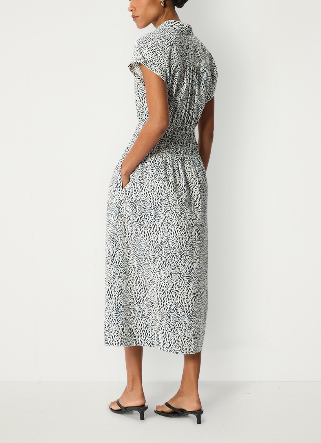 Whistles Midi jurk met print - achterkant 6 donkerblauw