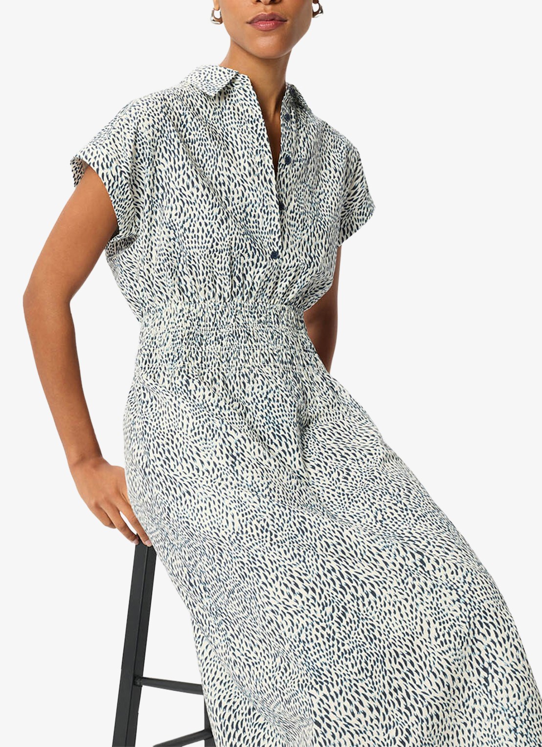 Whistles Midi jurk met print - detail 5 donkerblauw