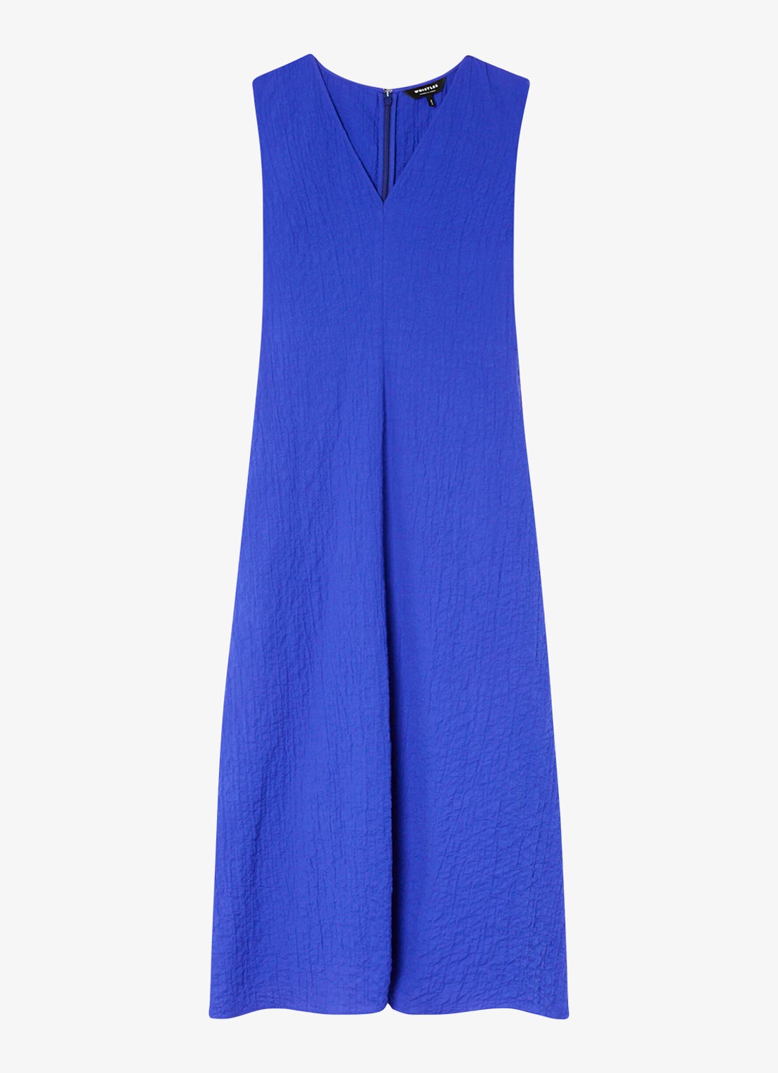 Whistles Midi jurk met V-hals en structuur - voorkant blauw