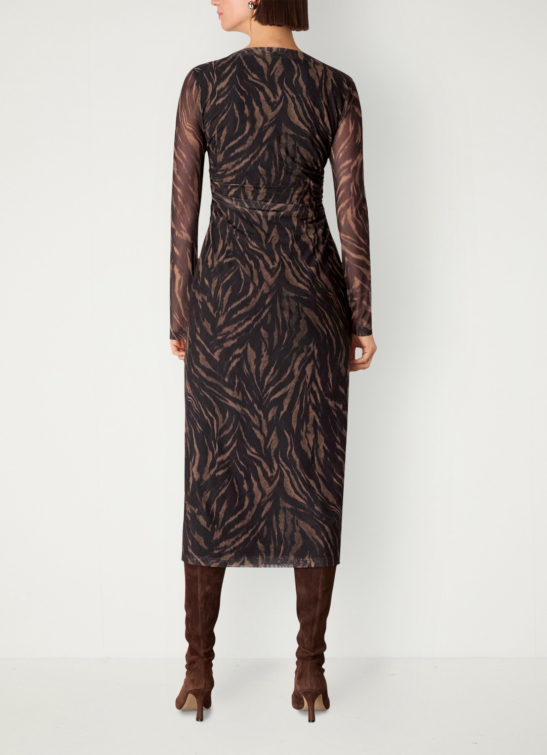 Whistles Midi jurk met zebraprint - achterkant zwart