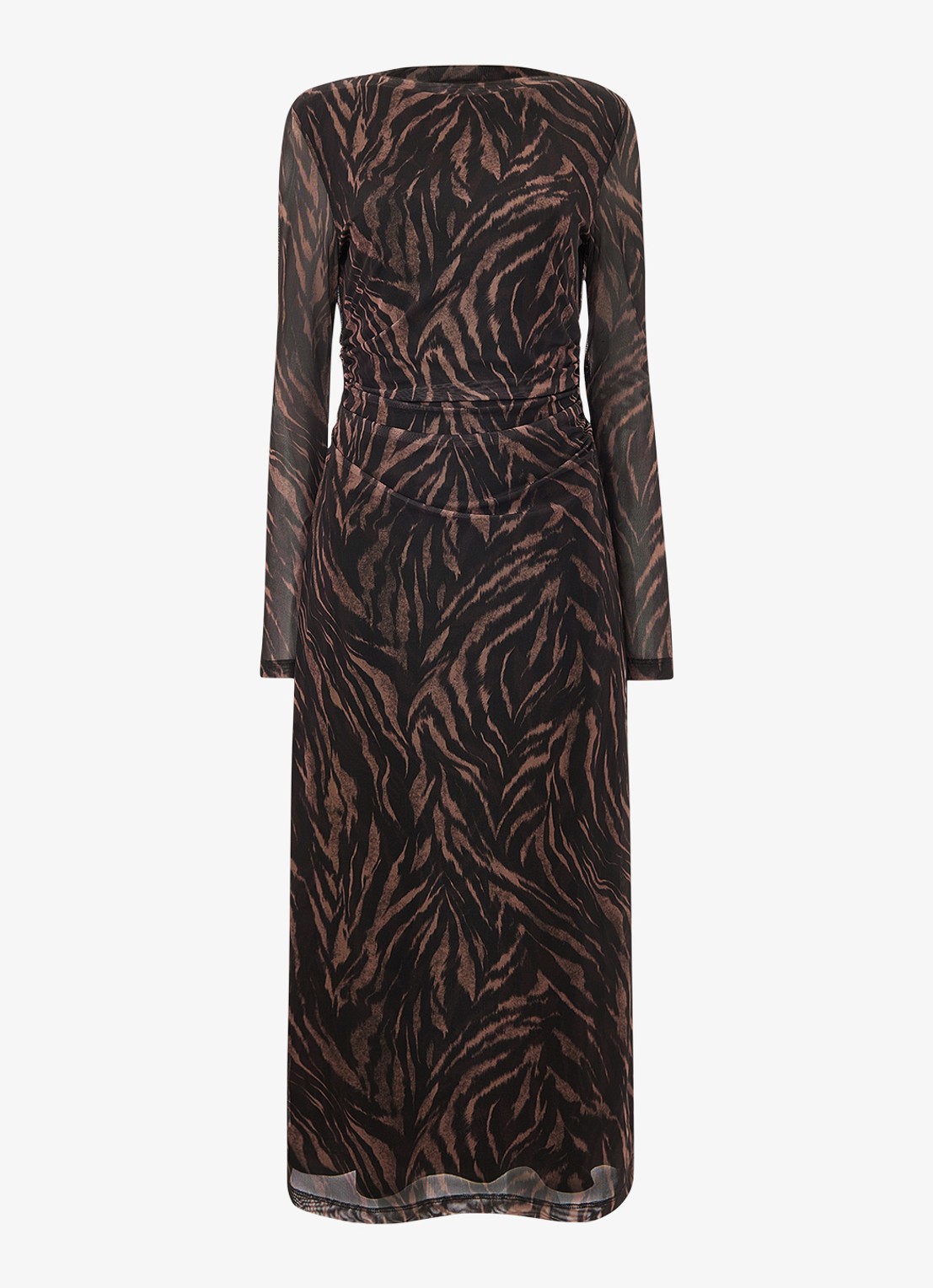 Whistles Midi jurk met zebraprint - voorkant 2 zwart