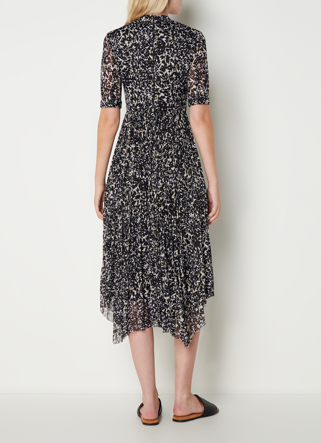 Whistles Midi jurk van mesh met panterprint - achterkant 4 lichtbruin
