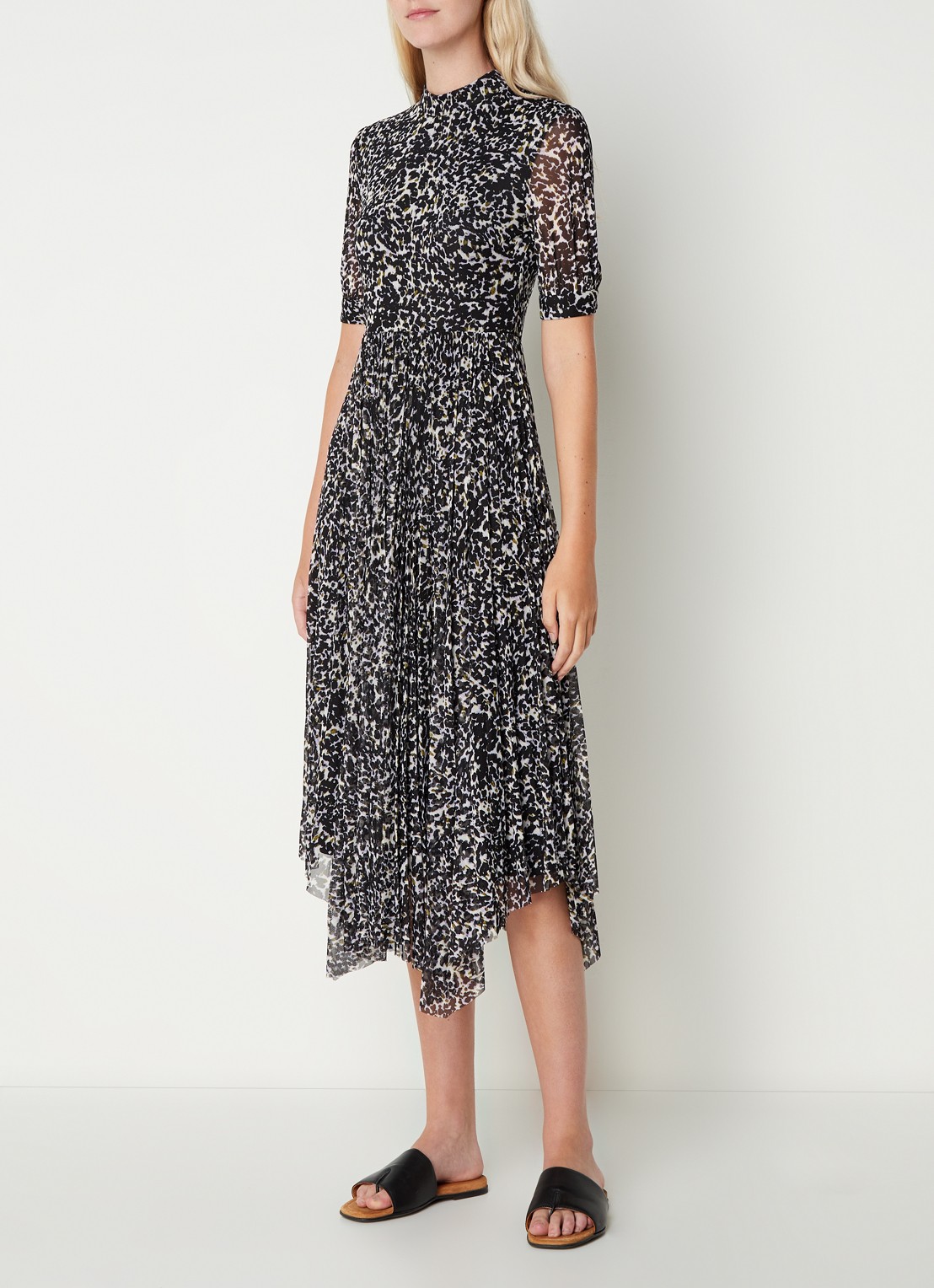 Whistles Midi jurk van mesh met panterprint - detail 3 lichtbruin