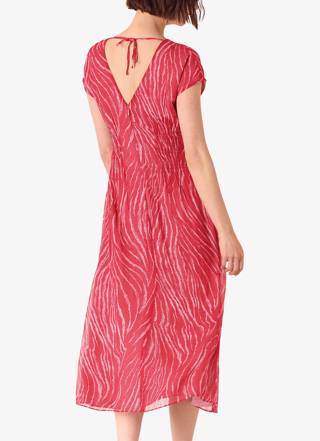 Whistles Midi tuniekjurk met zebraprint  - achterkant kersenrood