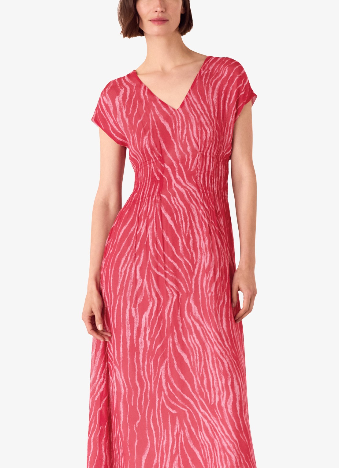 Whistles Midi tuniekjurk met zebraprint  - detail 4 kersenrood