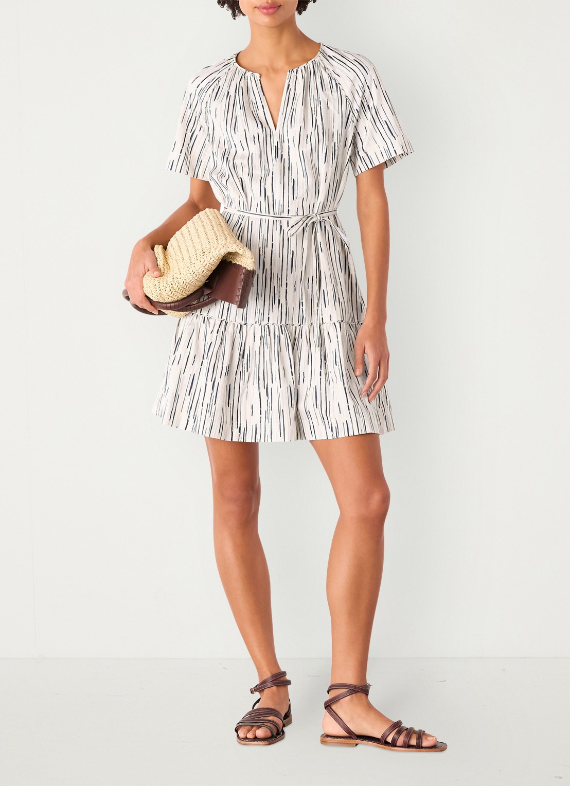 Whistles Mini jurk met print  - voorkant 4 gebroken wit
