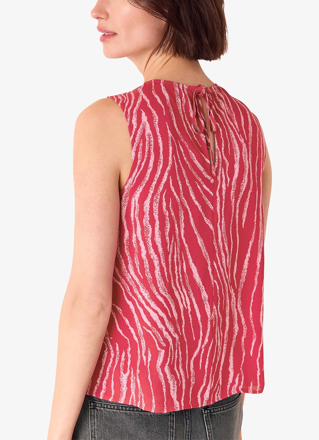 Whistles Mouwloze top met zebraprint - achterkant kersenrood