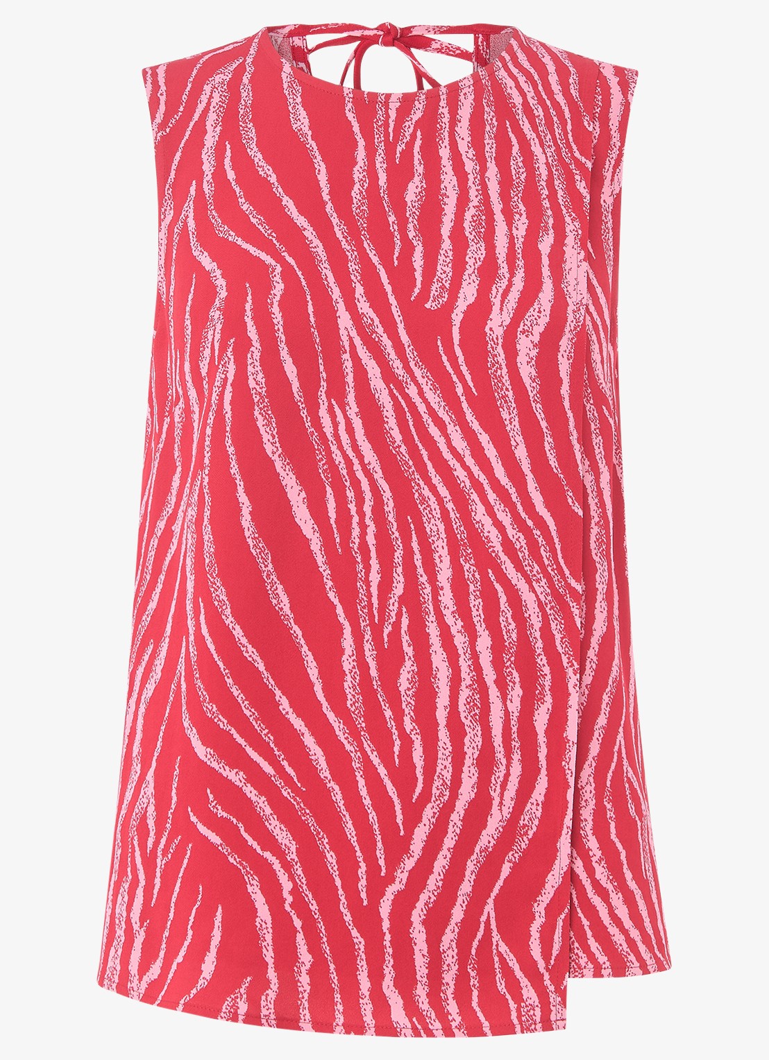 Whistles Mouwloze top met zebraprint - voorkant 2 kersenrood