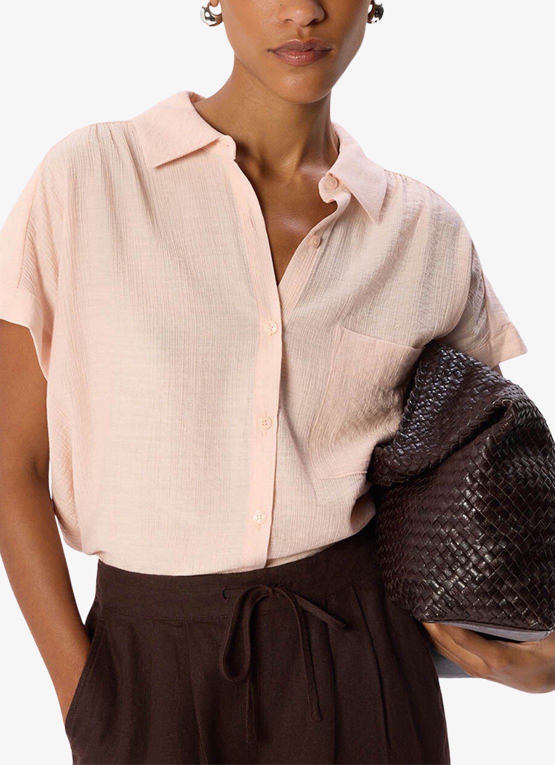 Whistles Nicola blouse met structuur - detail lichtroze