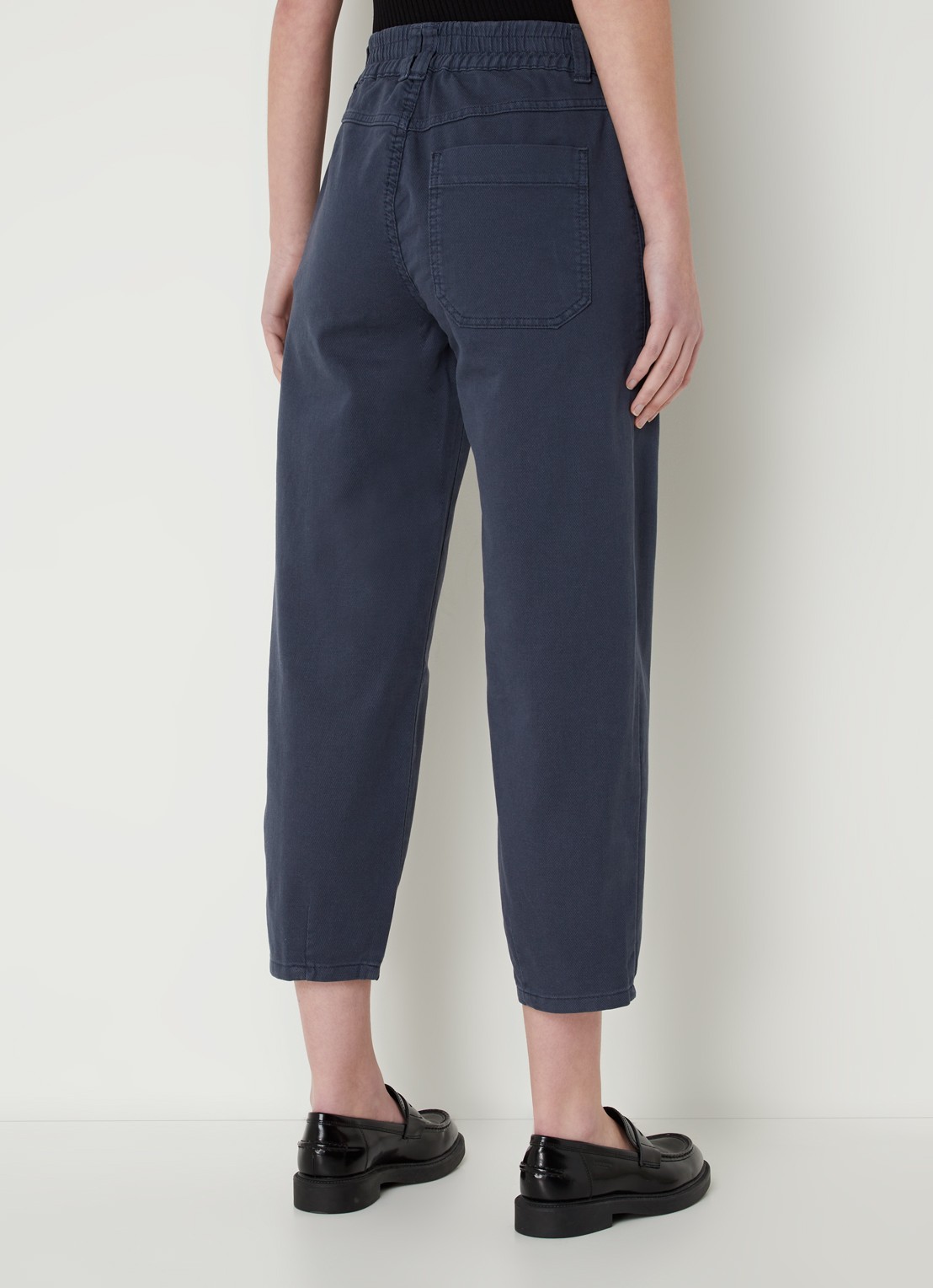 Whistles Paperbag high waist cropped tapered fit chino  - achterkant donkerblauw