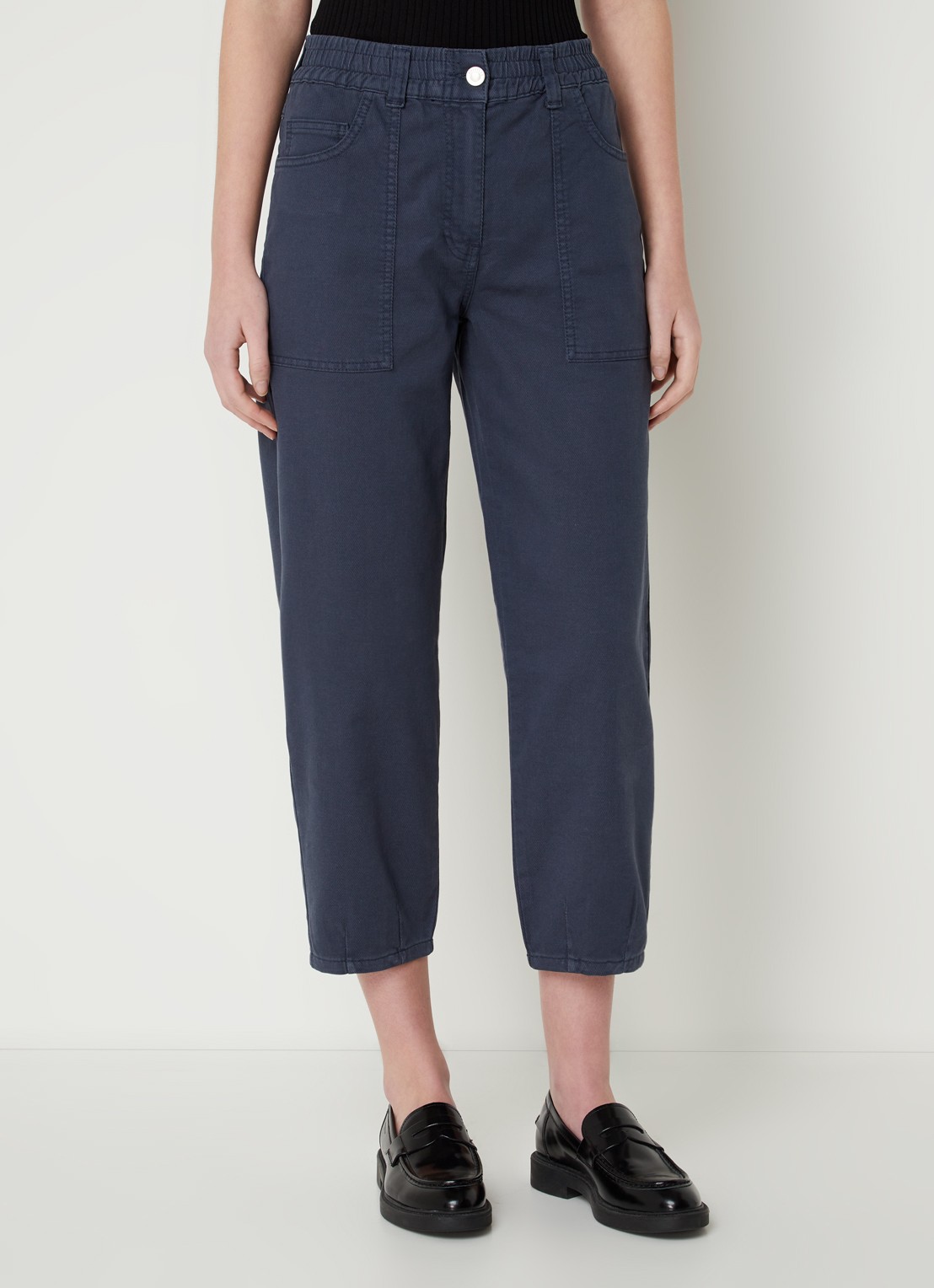 Whistles Paperbag high waist cropped tapered fit chino  - detail 2 donkerblauw